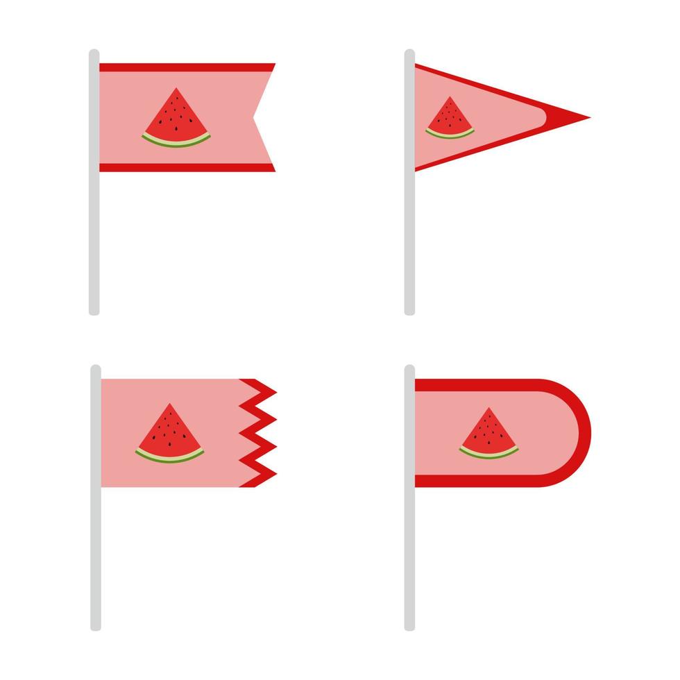 conjunto de banderas de colores con sandía vector