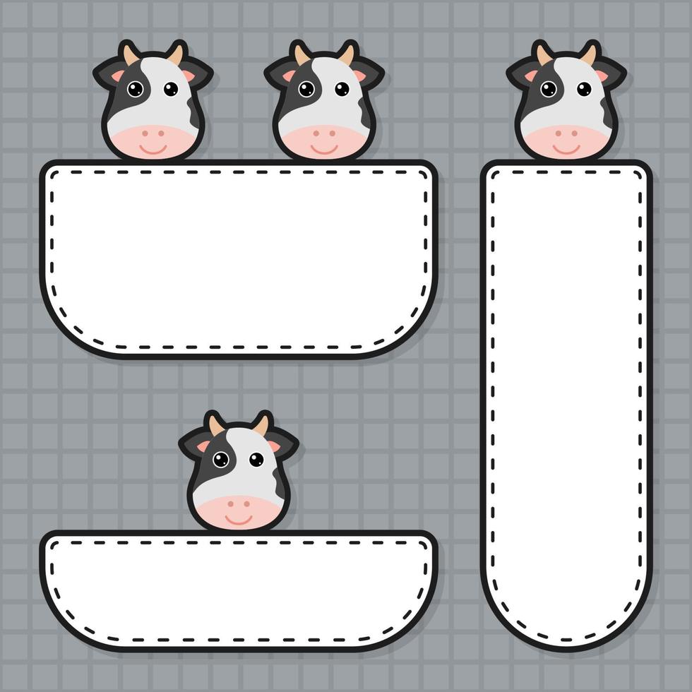 Set of cute banner with Cow vector