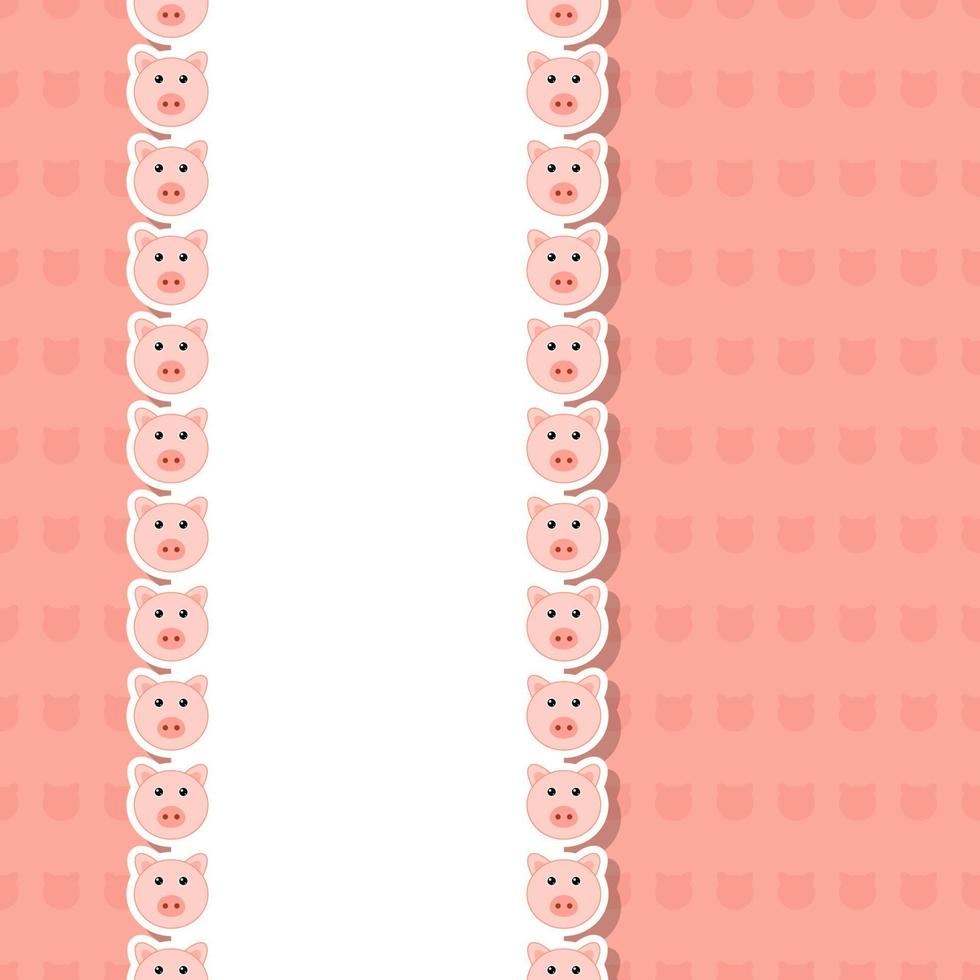 Pig with frame for banner, poster, and greeting card vector