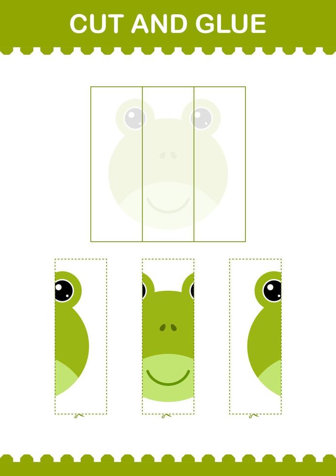 Cut and glue Frog face. Worksheet for kids vector