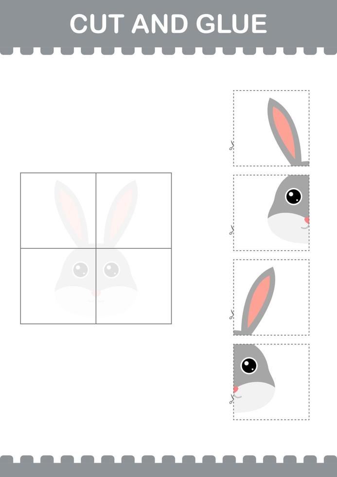 Cut and glue Rabbit face. Worksheet for kids vector
