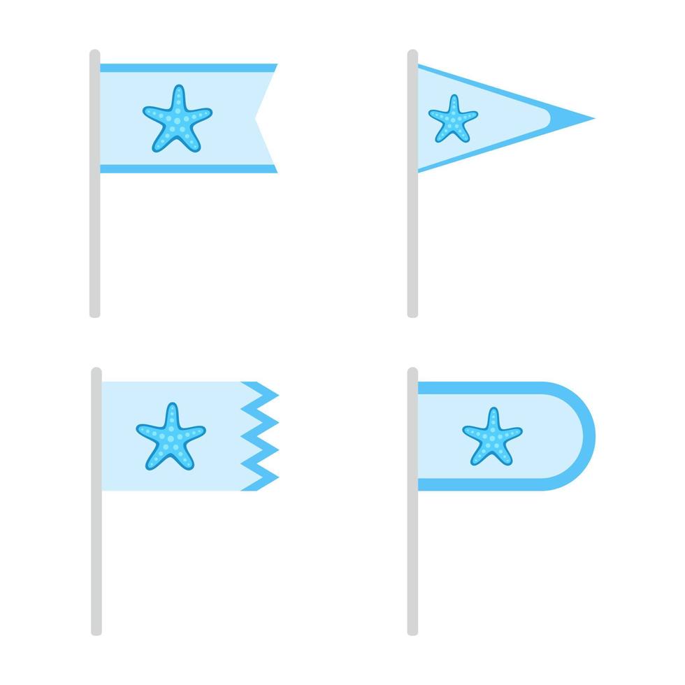 conjunto de banderas de colores con estrellas de mar vector