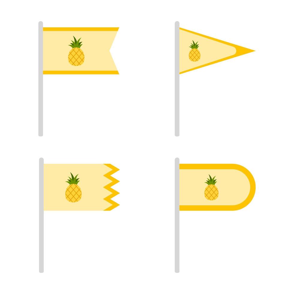 conjunto de banderas de colores con piña vector