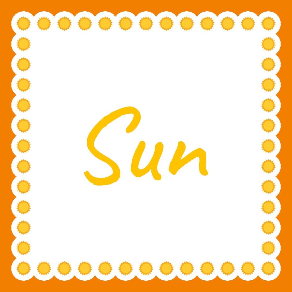 Border with Sun for banner, poster, and greeting card vector
