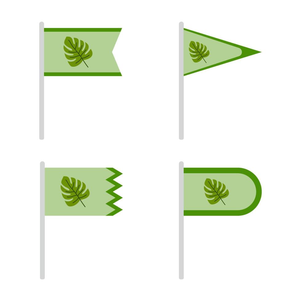 Set of colored Flags with Monstera vector