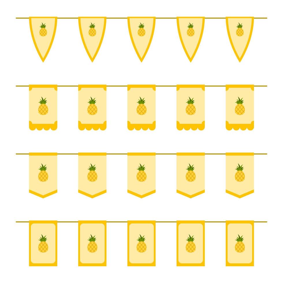 Set of colored Flags with Pineapple vector