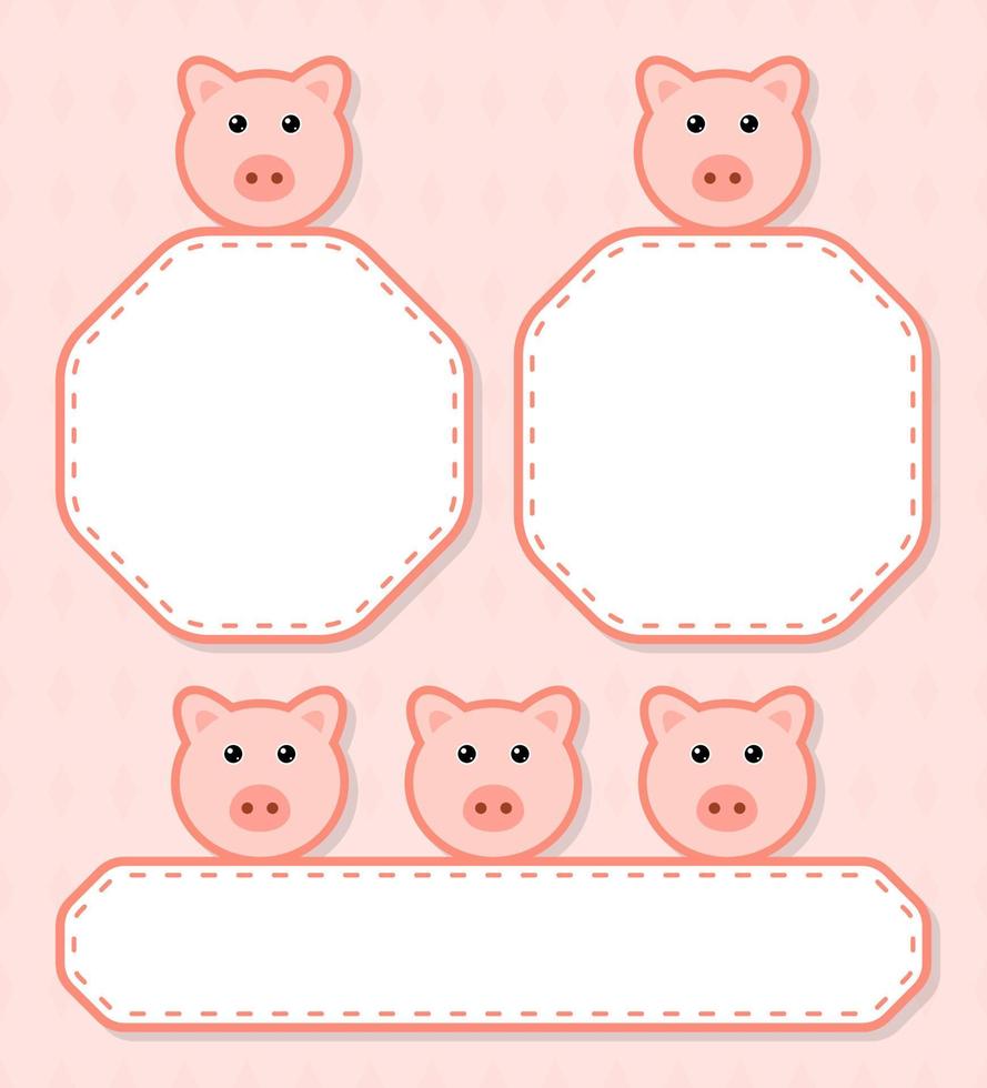 Set of cute banner with Pig vector