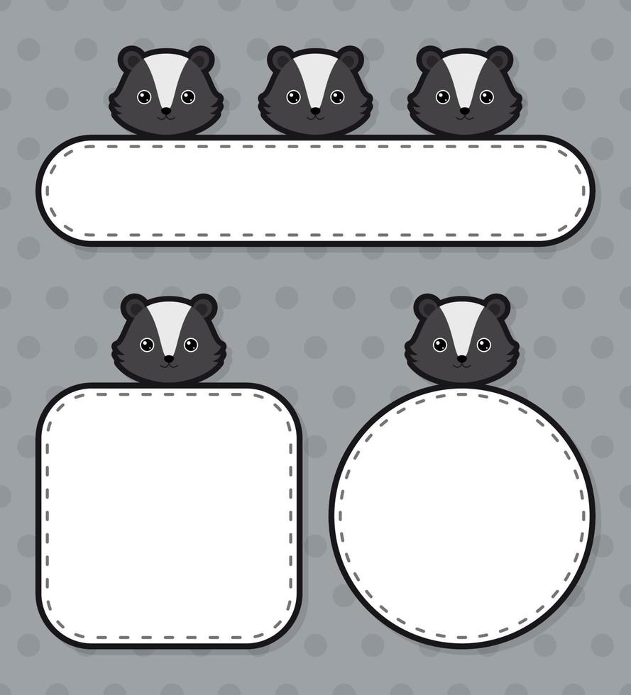 Set of cute banner with Skunk vector