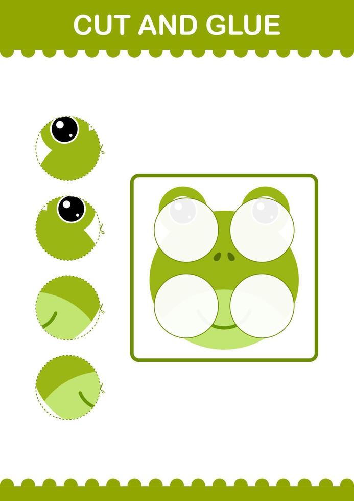 Cut and glue Frog face. Worksheet for kids vector