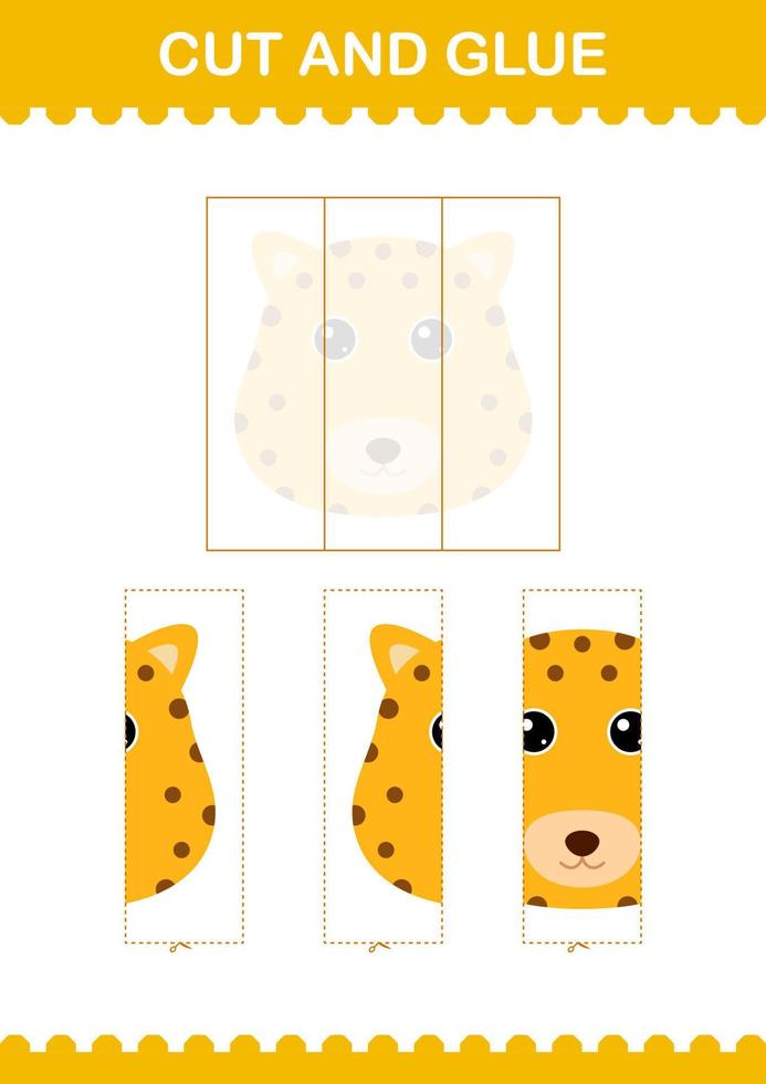 Cut and glue Leopard face. Worksheet for kids vector