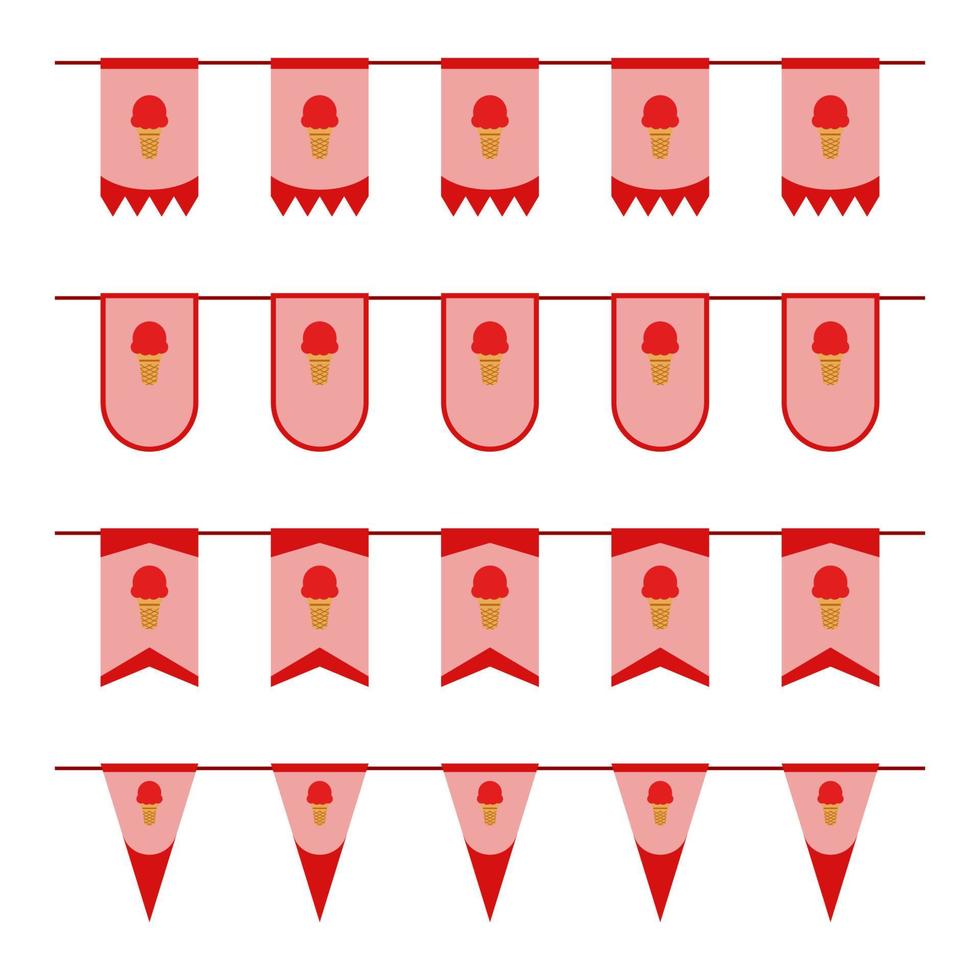Set of colored Flags with Ice Cream vector