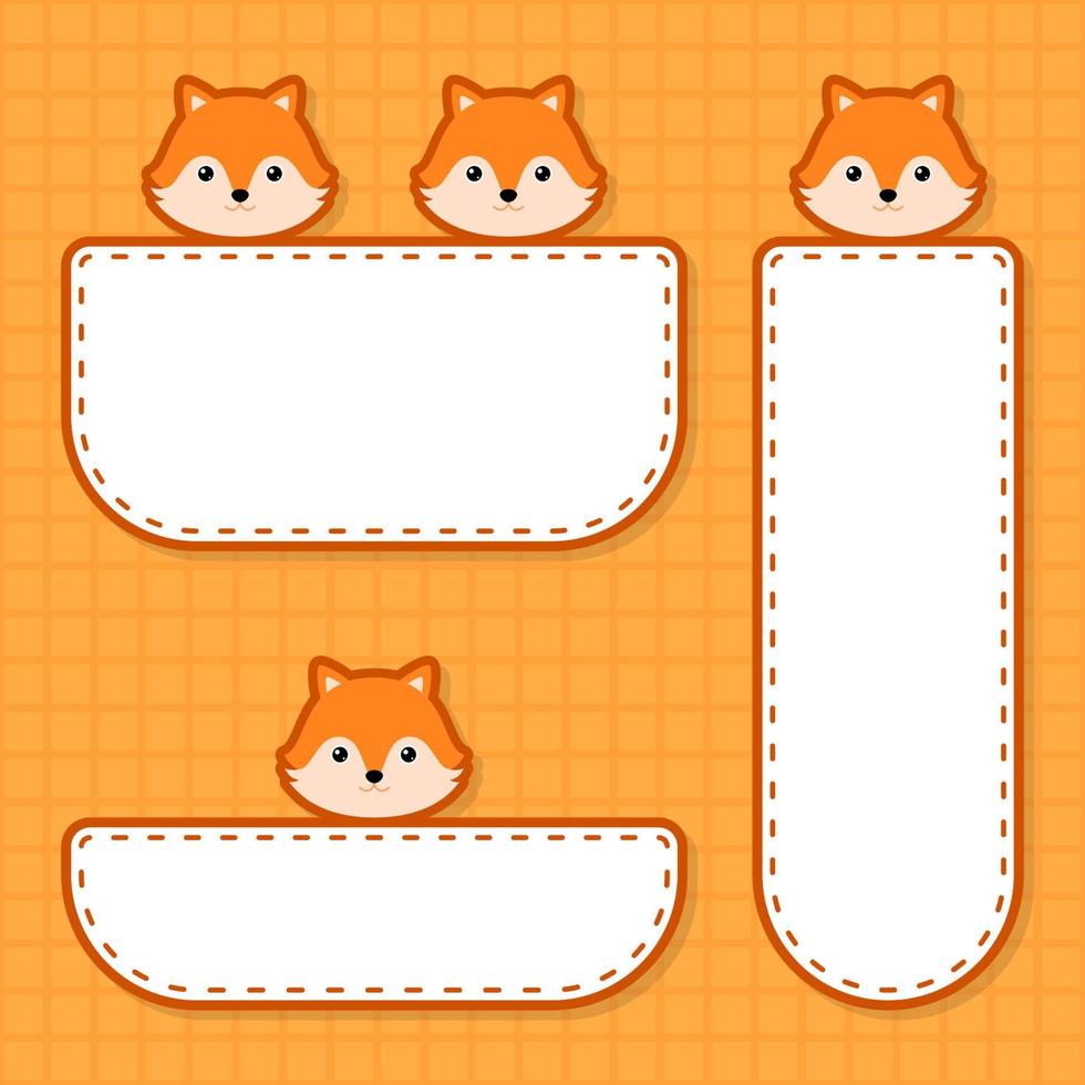 Set of cute banner with Fox vector
