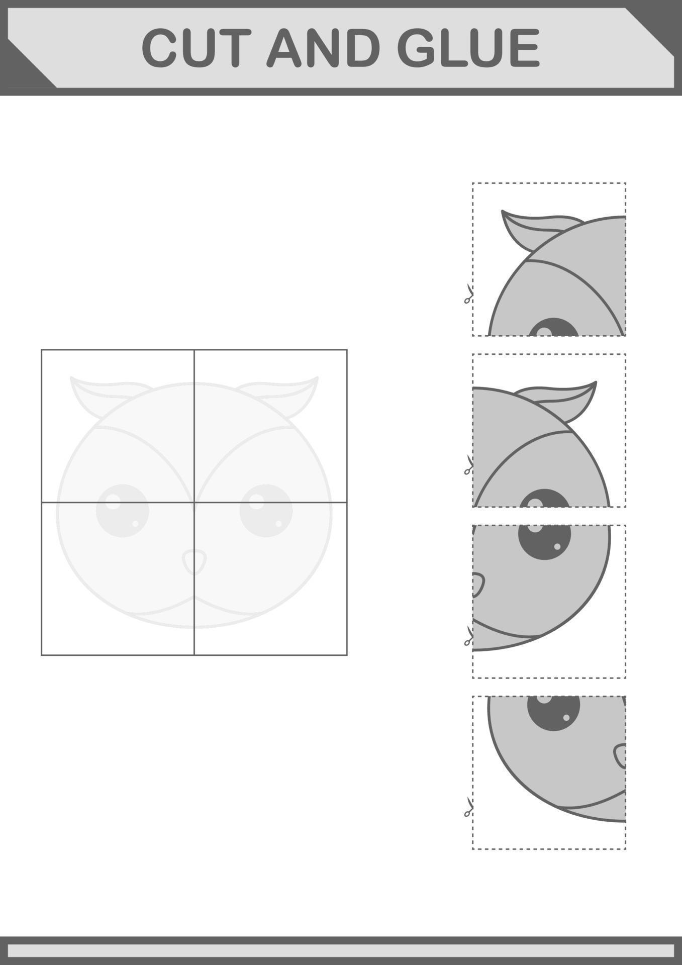 Cut and glue Owl face. Worksheet for kids 8690652 Vector Art at Vecteezy