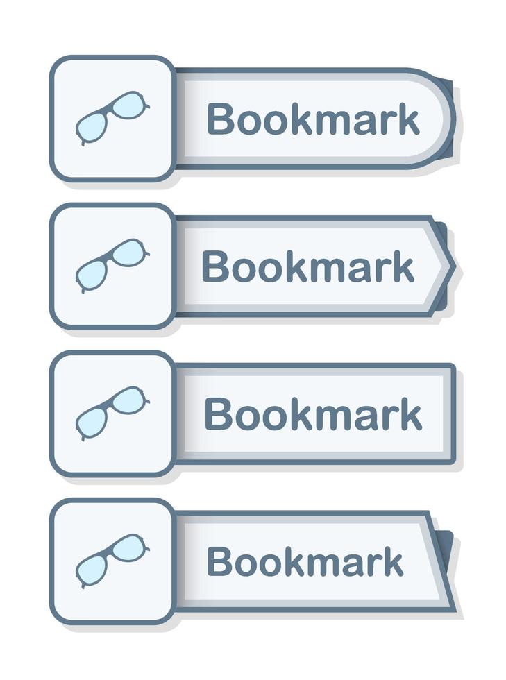 Set of colored bookmarks with Glasses vector