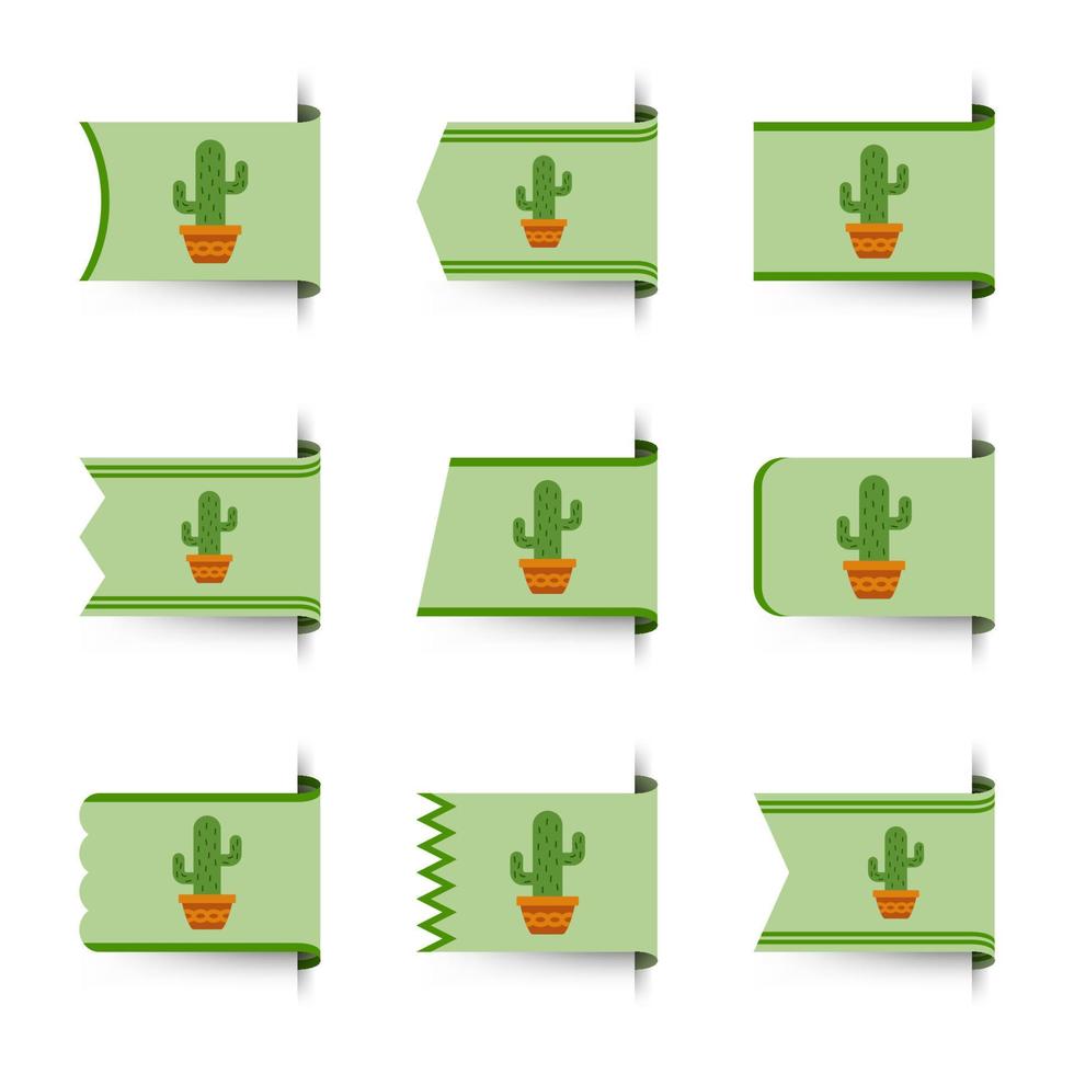 Set of colored bookmarks with Cactus vector