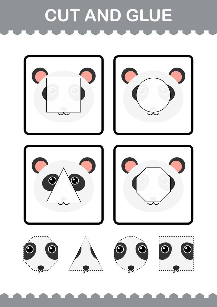Cut and glue Panda face. Worksheet for kids vector