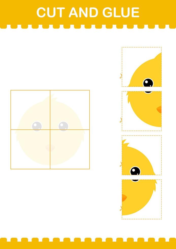 Cut and glue Chicken face. Worksheet for kids vector