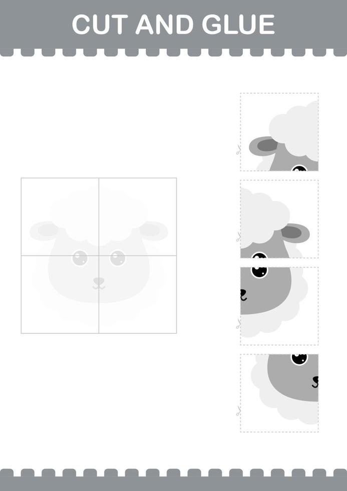 Cut and glue Sheep face. Worksheet for kids vector
