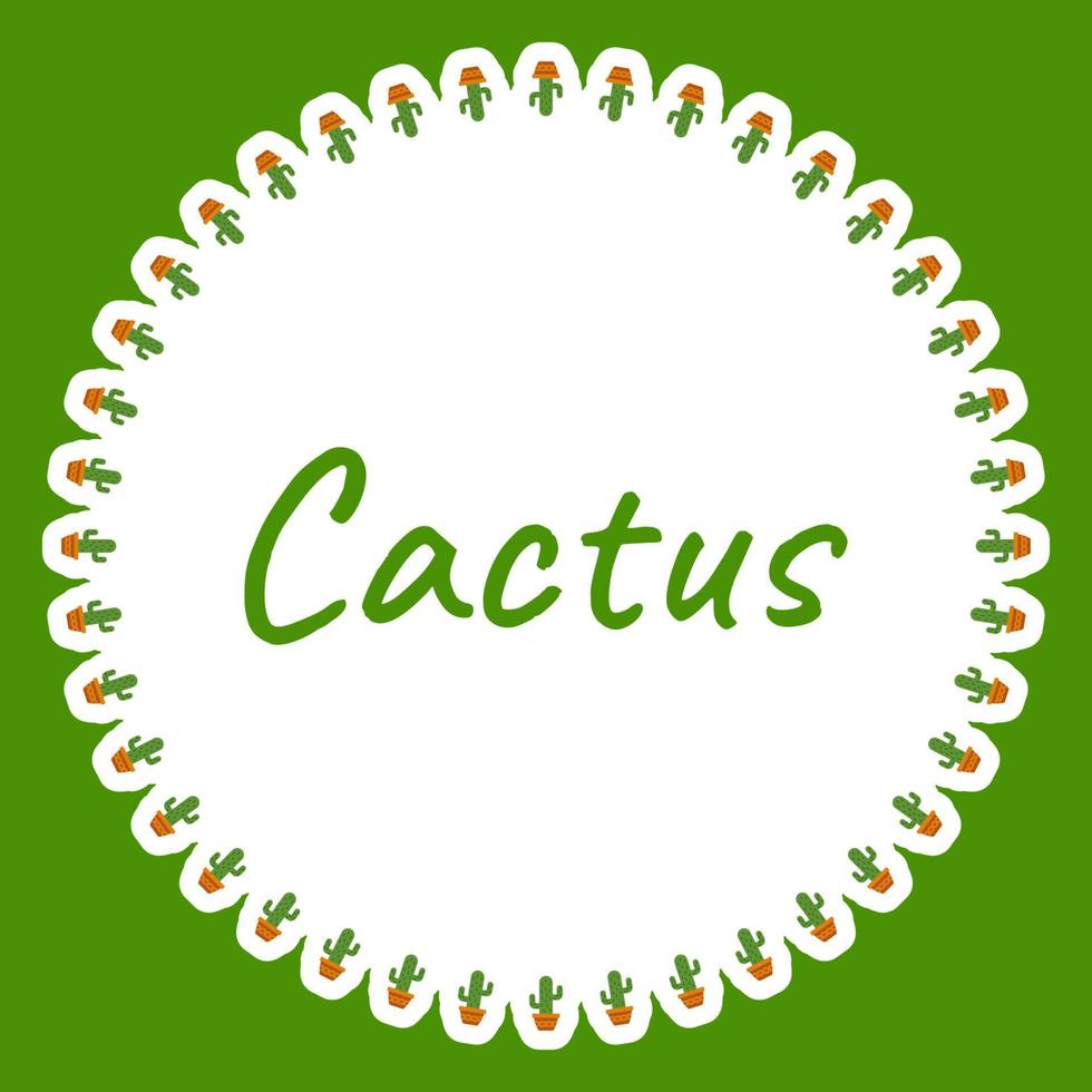 borde con cactus para pancarta, afiche y tarjeta de felicitación vector