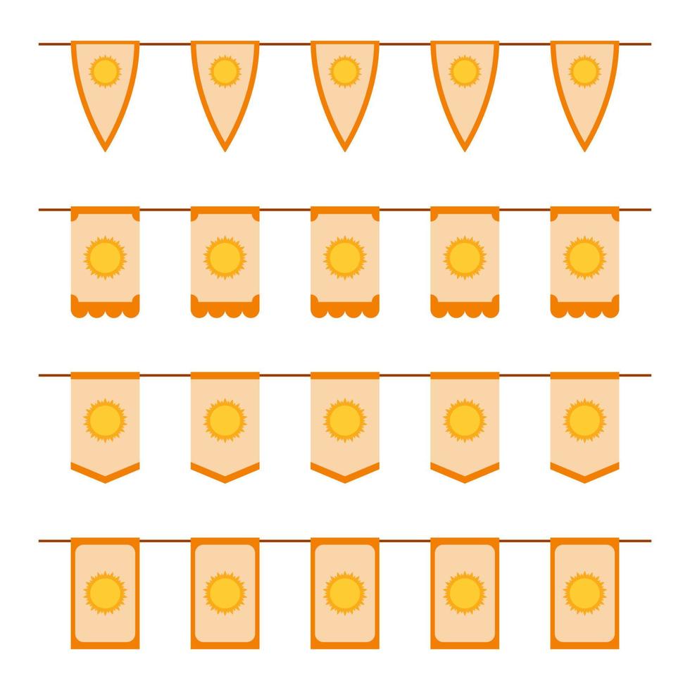 Set of colored Flags with Sun vector