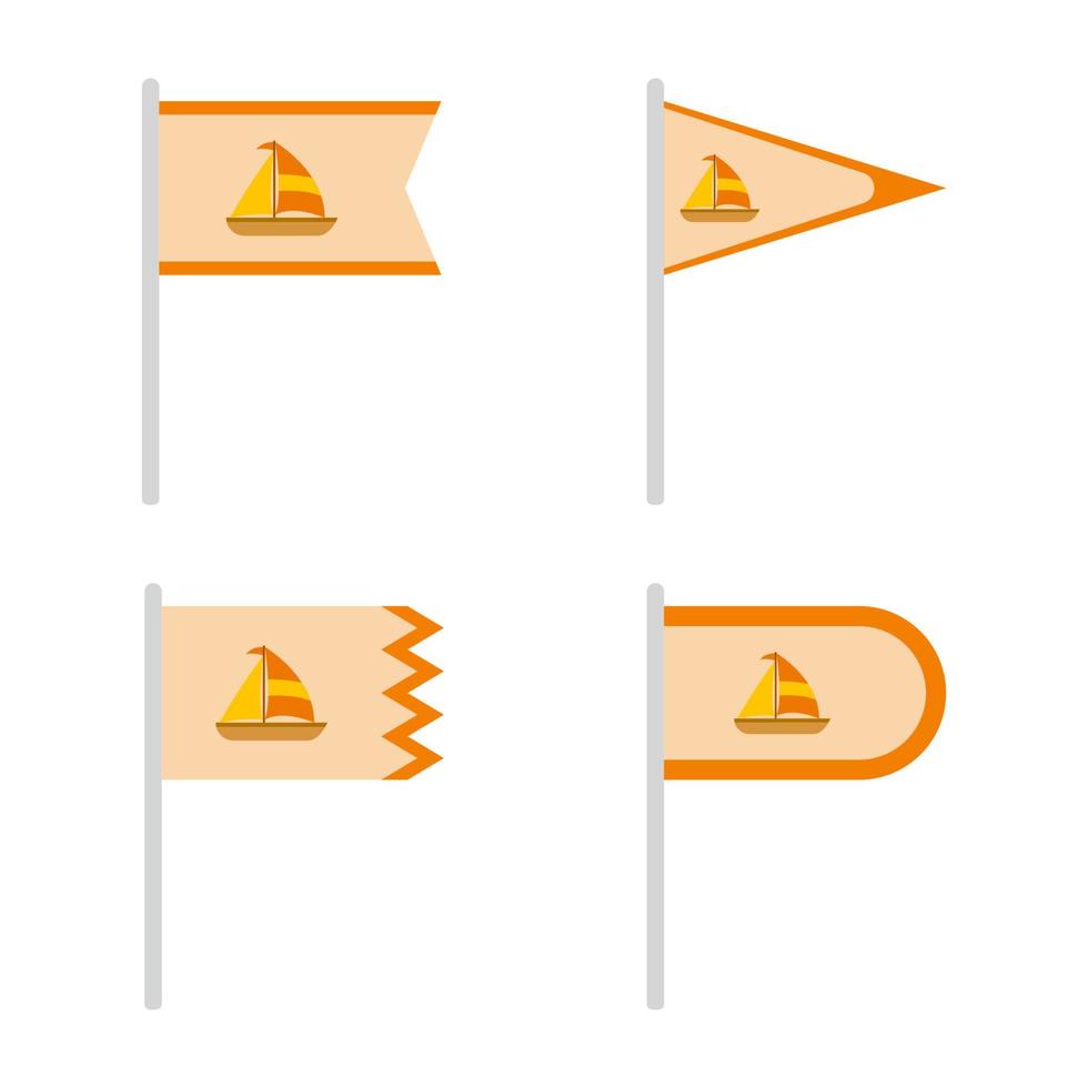 conjunto de banderas de colores con velero vector