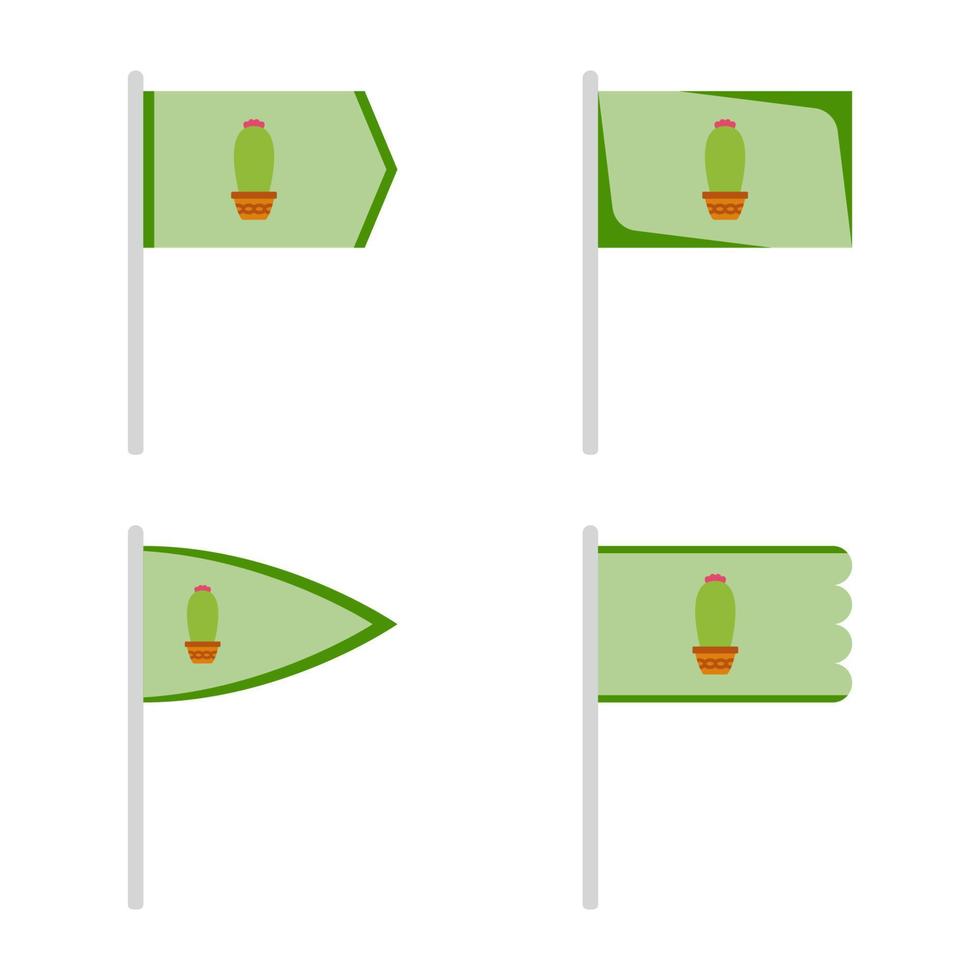 conjunto de banderas de colores con cactus vector