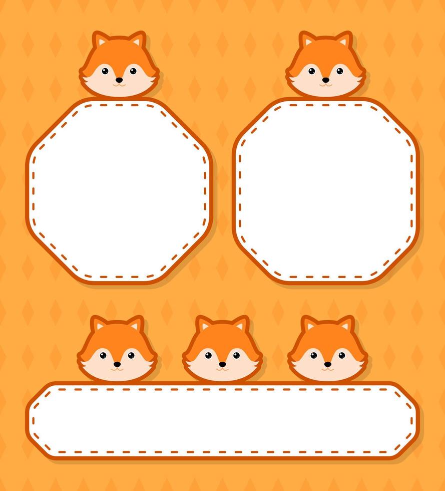 Set of cute banner with Fox vector