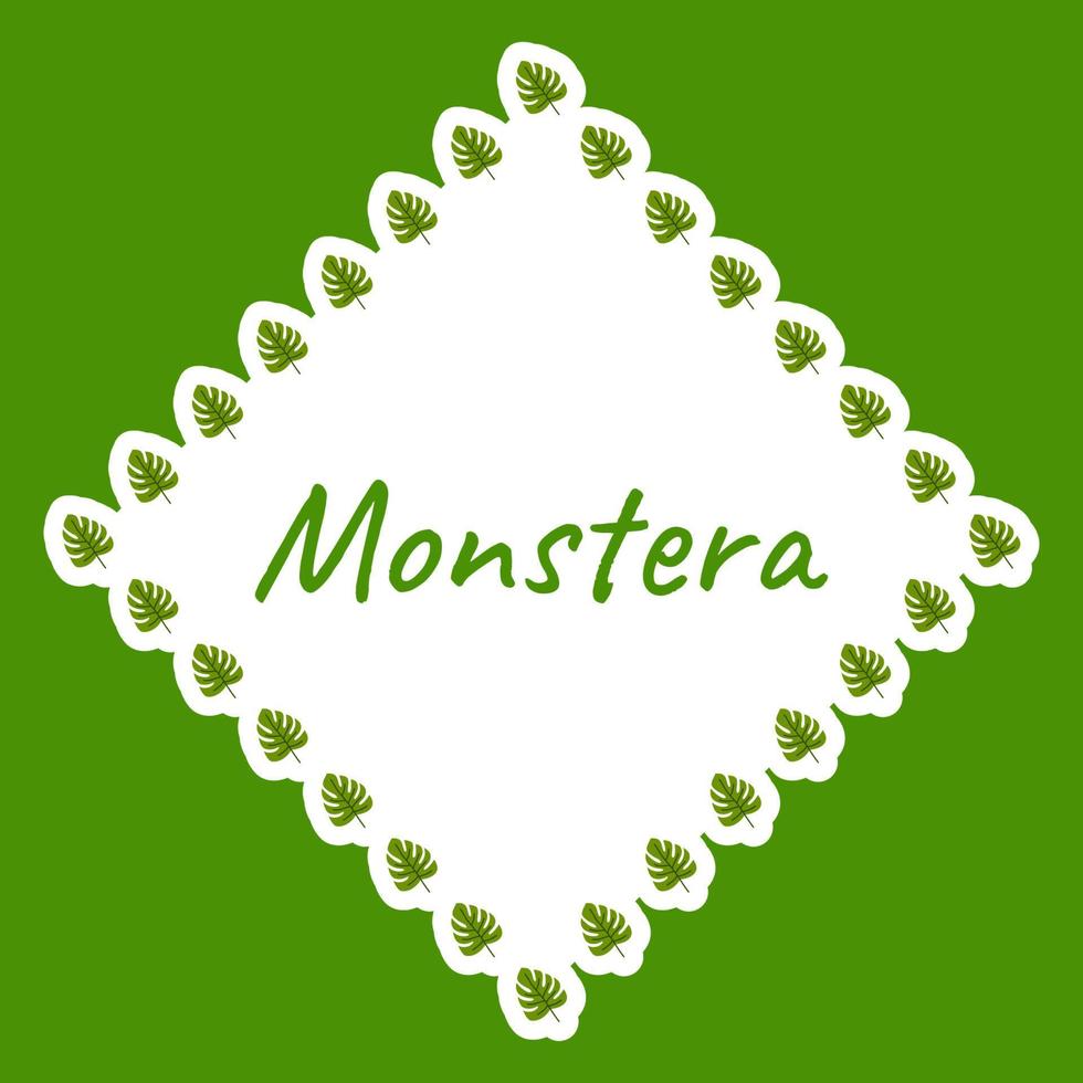 borde con monstera para pancarta, afiche y tarjeta de felicitación vector