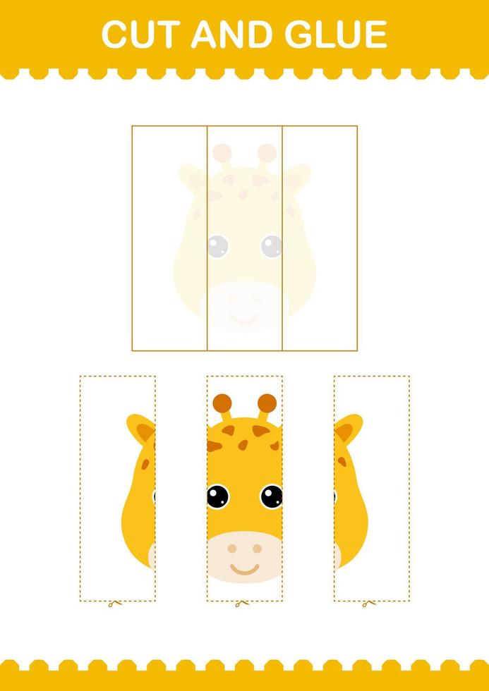 Cut and glue Giraffe face. Worksheet for kids vector