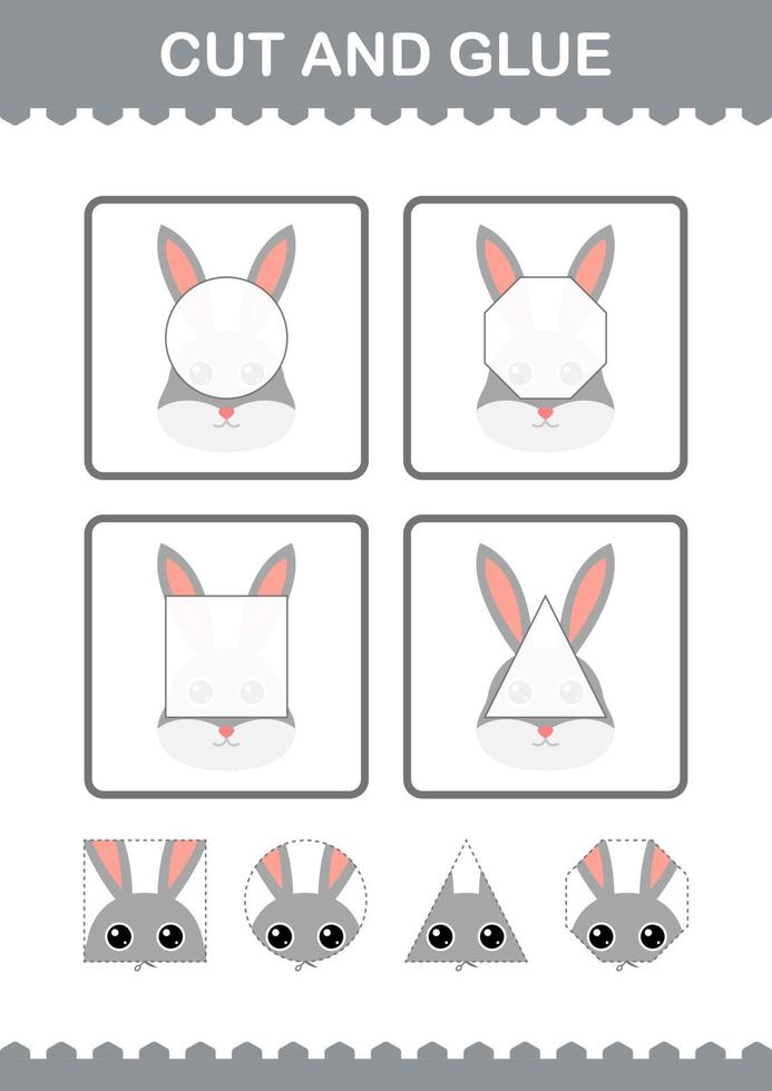 Cut and glue Rabbit face. Worksheet for kids vector