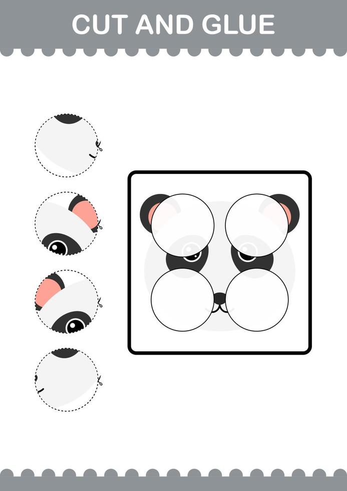 Cut and glue Panda face. Worksheet for kids vector