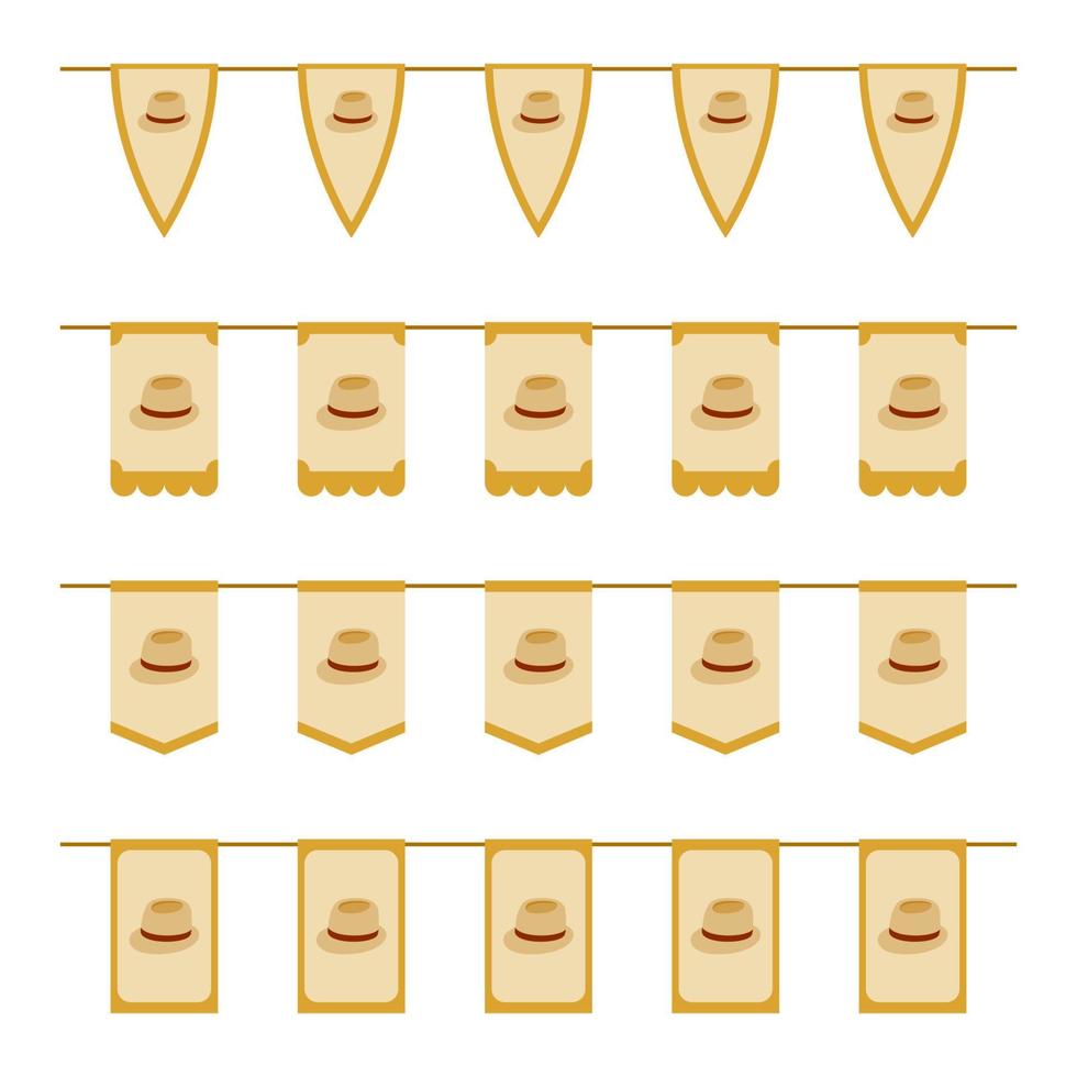 Set of colored Flags with Fedora Hat vector