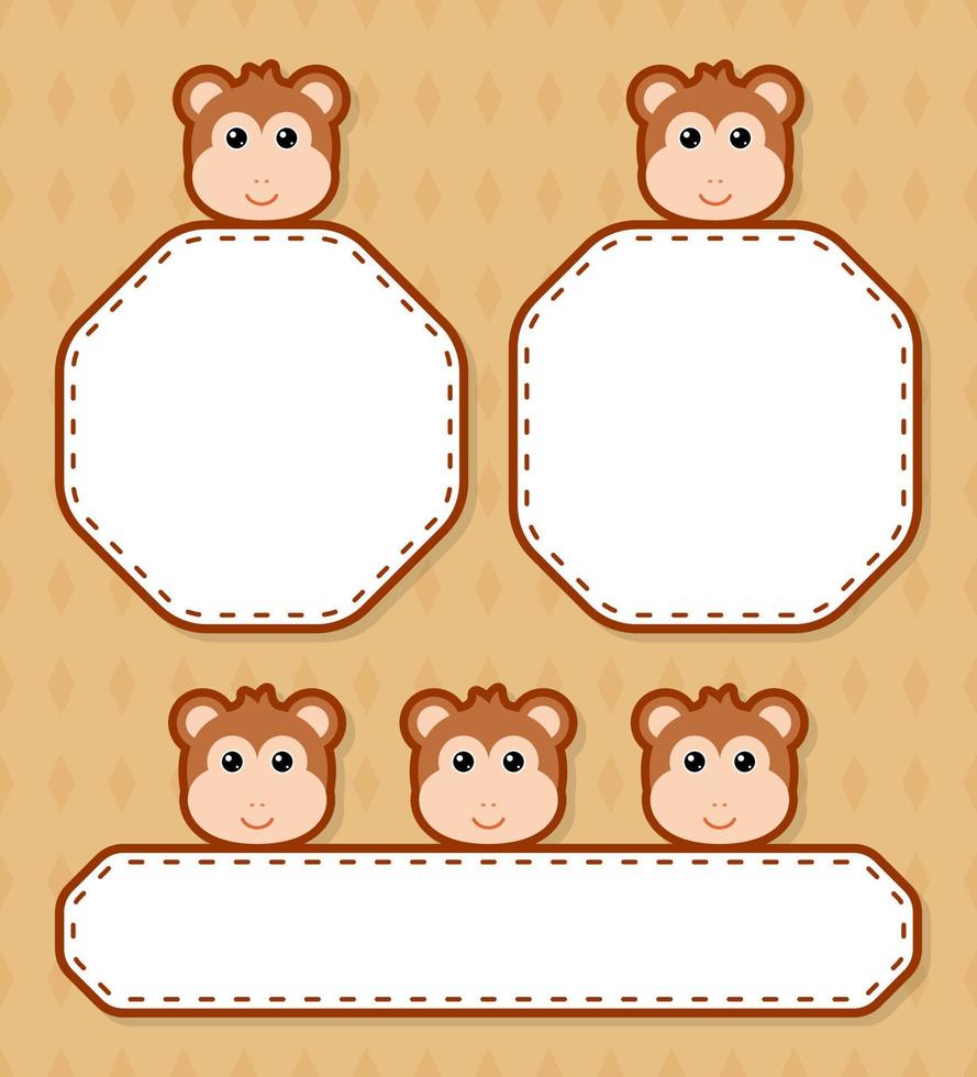 Set of cute banner with Monkey vector