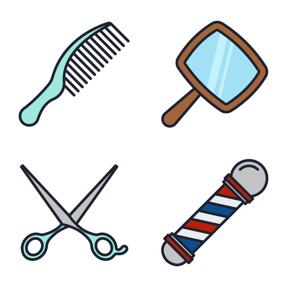 Barber shop set icon symbol template for graphic and web design collection logo vector illustration