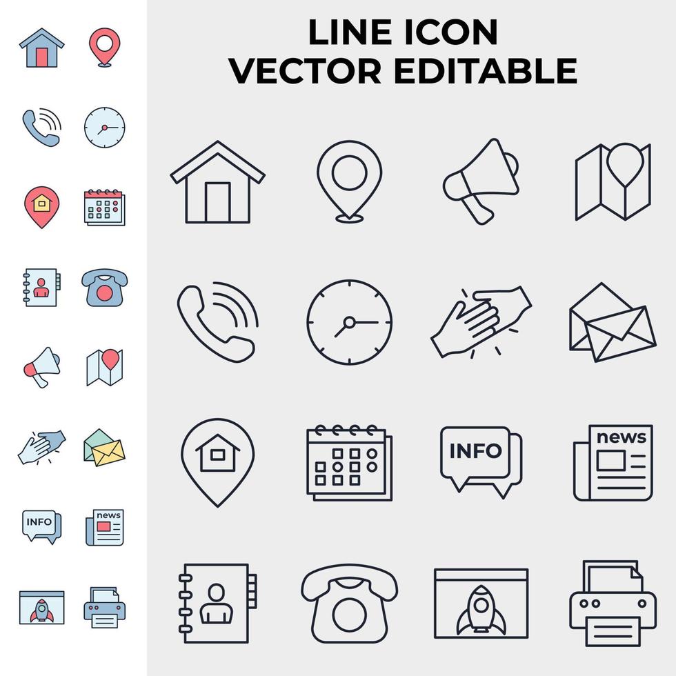 contáctenos establecer plantilla de símbolo de icono para la ilustración de vector de logotipo de colección de diseño gráfico y web