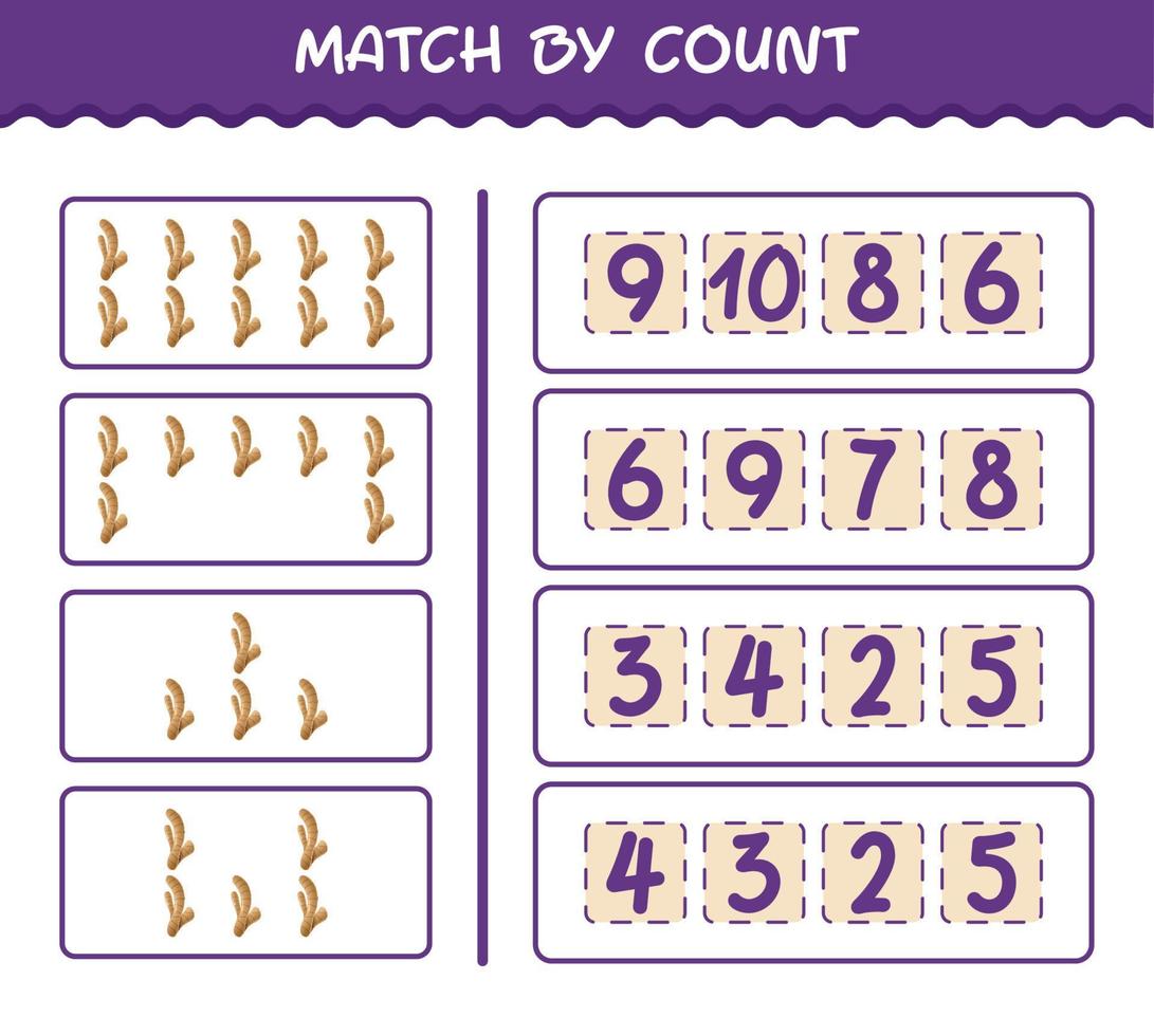 Match by count of cartoon ginger. Match and count game. Educational game for pre shool years kids and toddlers vector