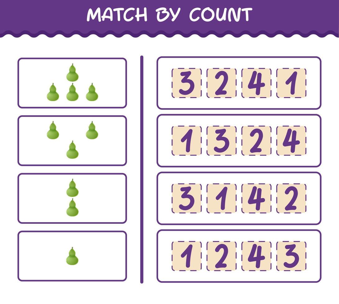 coincidencia por conteo de calabaza de dibujos animados. juego de emparejar y contar. juego educativo para niños y niños pequeños en edad preescolar vector