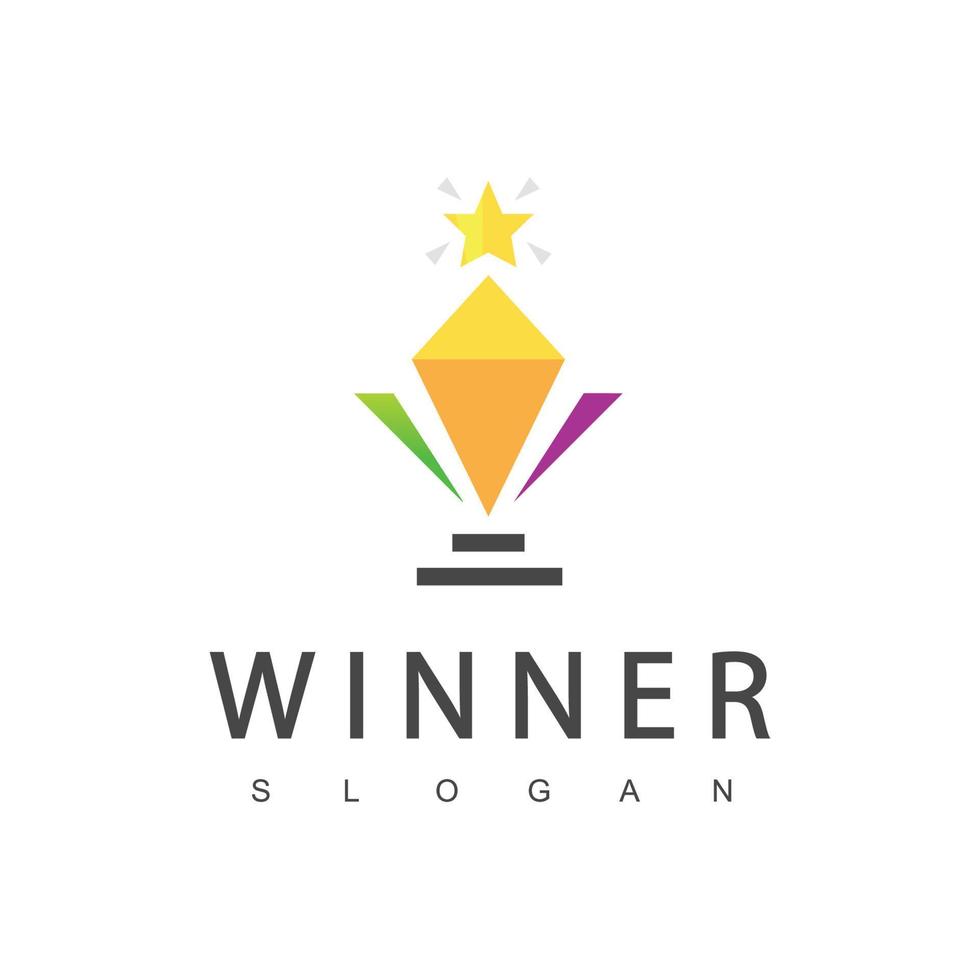 Winner Trophy Logo Template, Leadership And Competition Award Icon vector