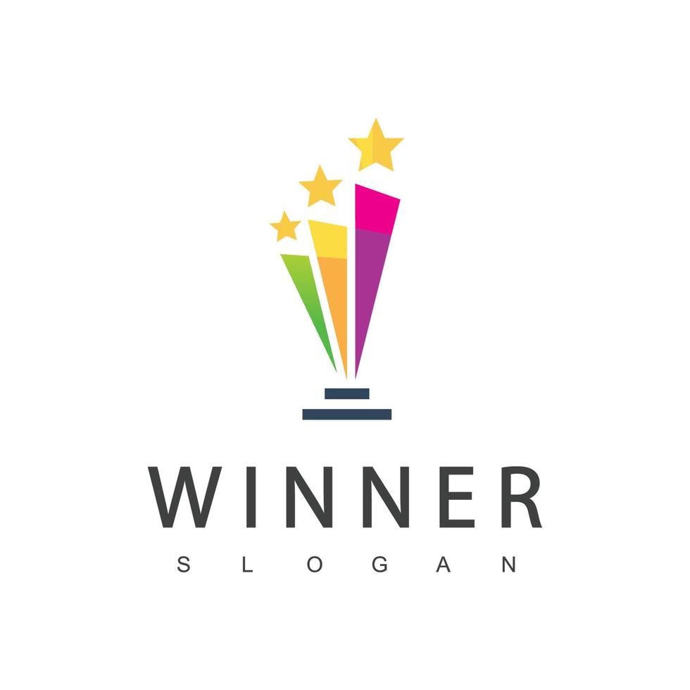 Winner Trophy Logo Template, Leadership And Competition Award Icon vector