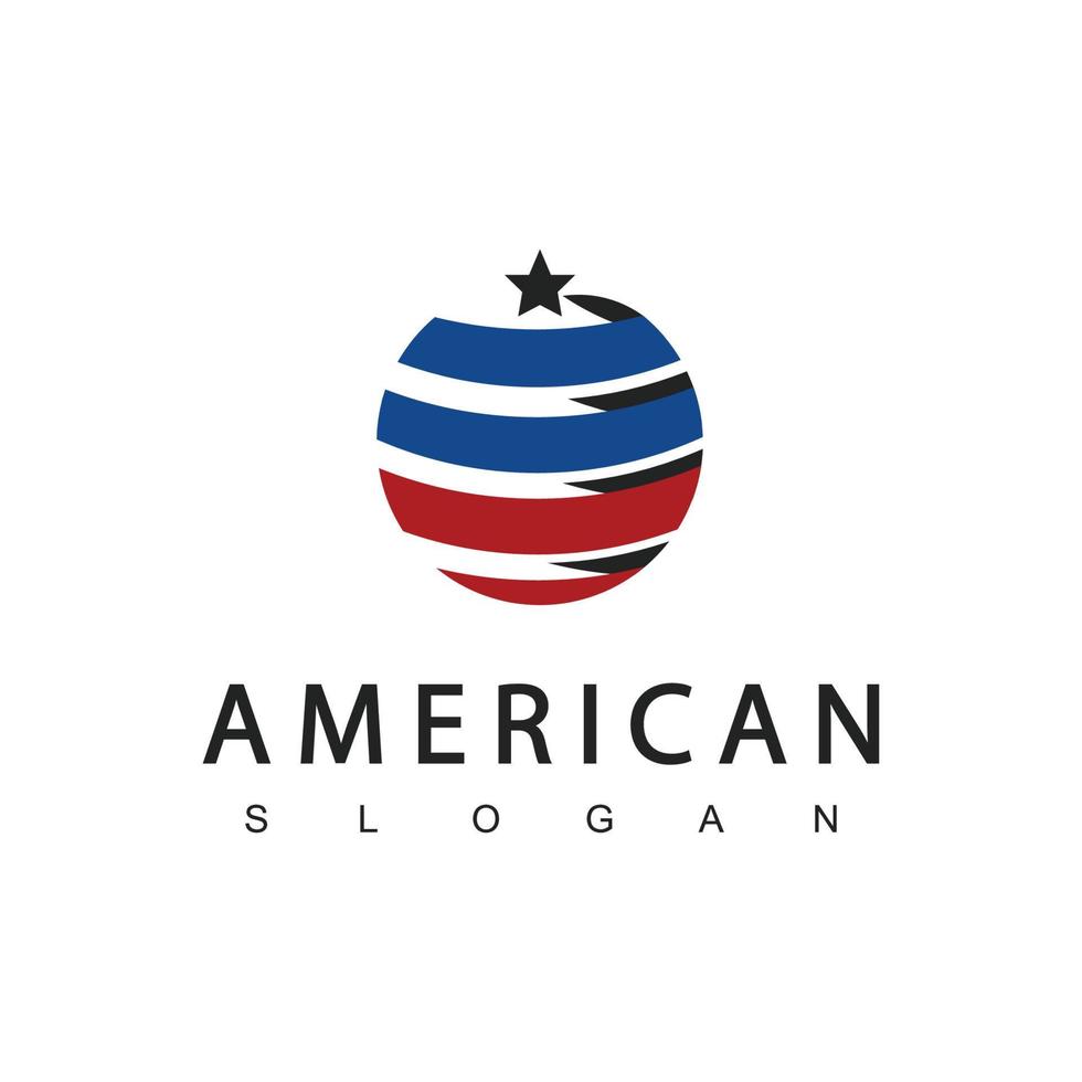 Circle stripes and stars USA American flags logo vector