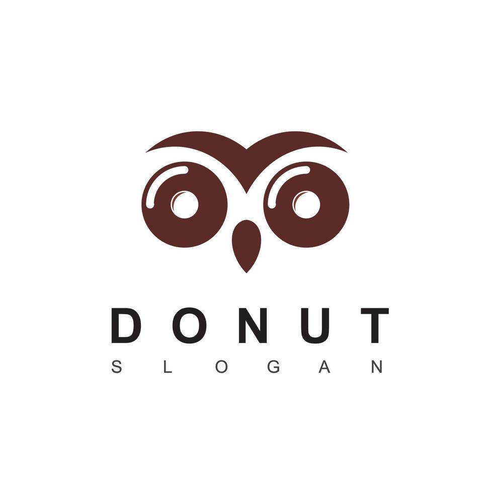 Owl Donut Logo Design Template vector