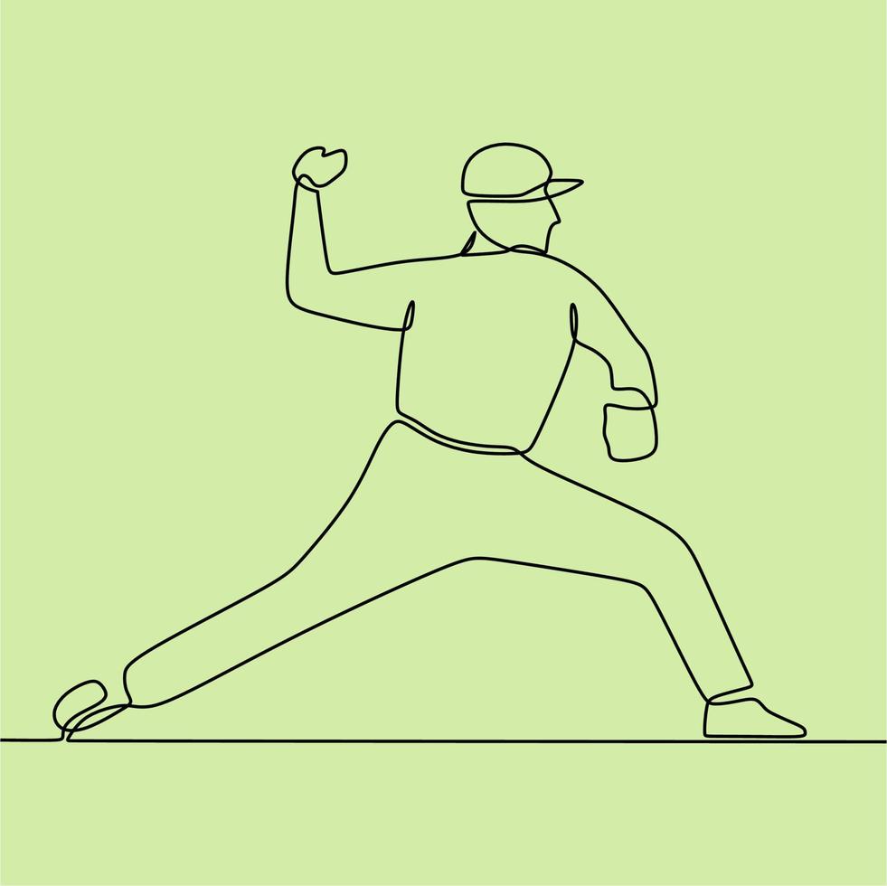 continuous line drawing on people playing softball vector