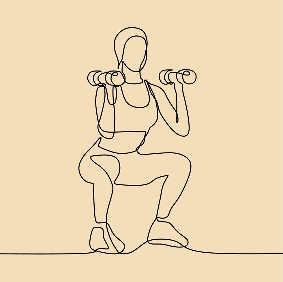 continuous line drawing on someone is at the gym vector