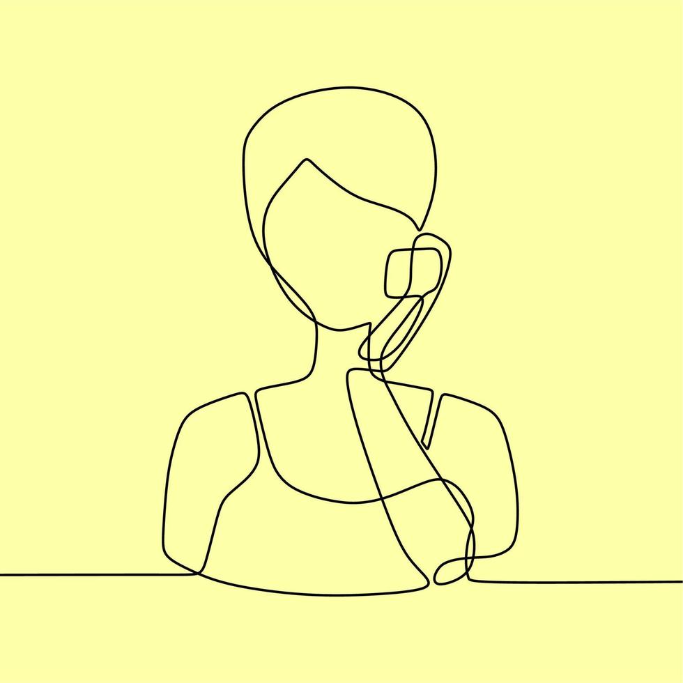 continuous line drawing on someone make up vector