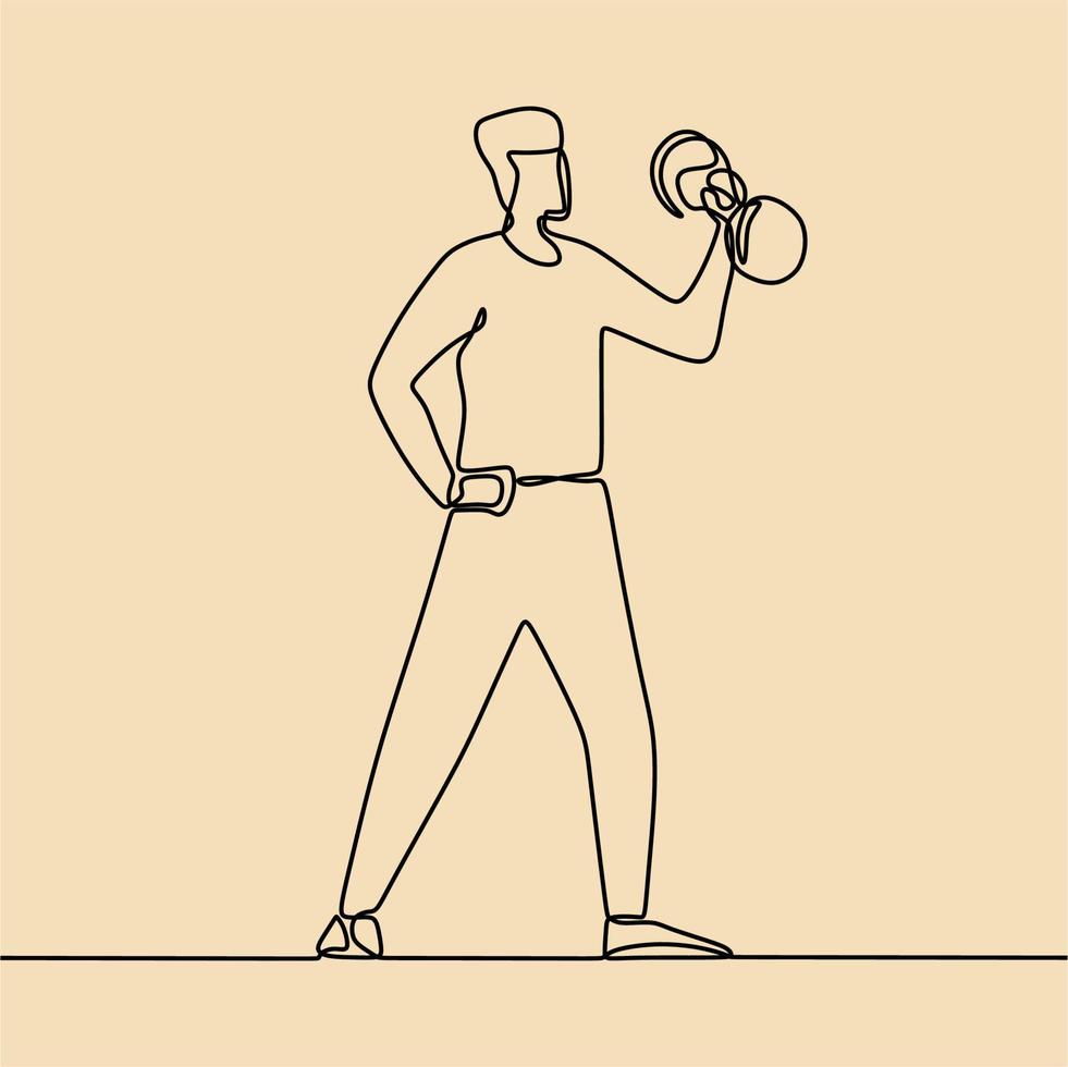 continuous line drawing on someone is at the gym vector