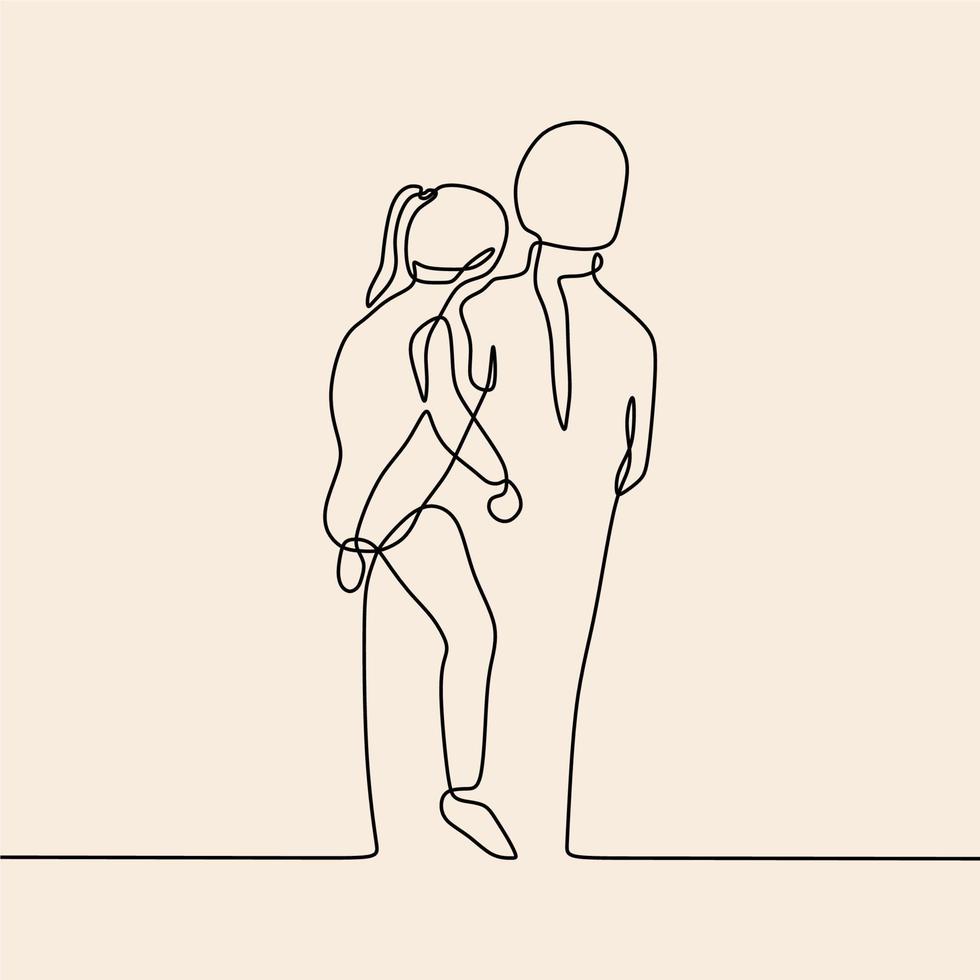 continuous line drawing on family vector