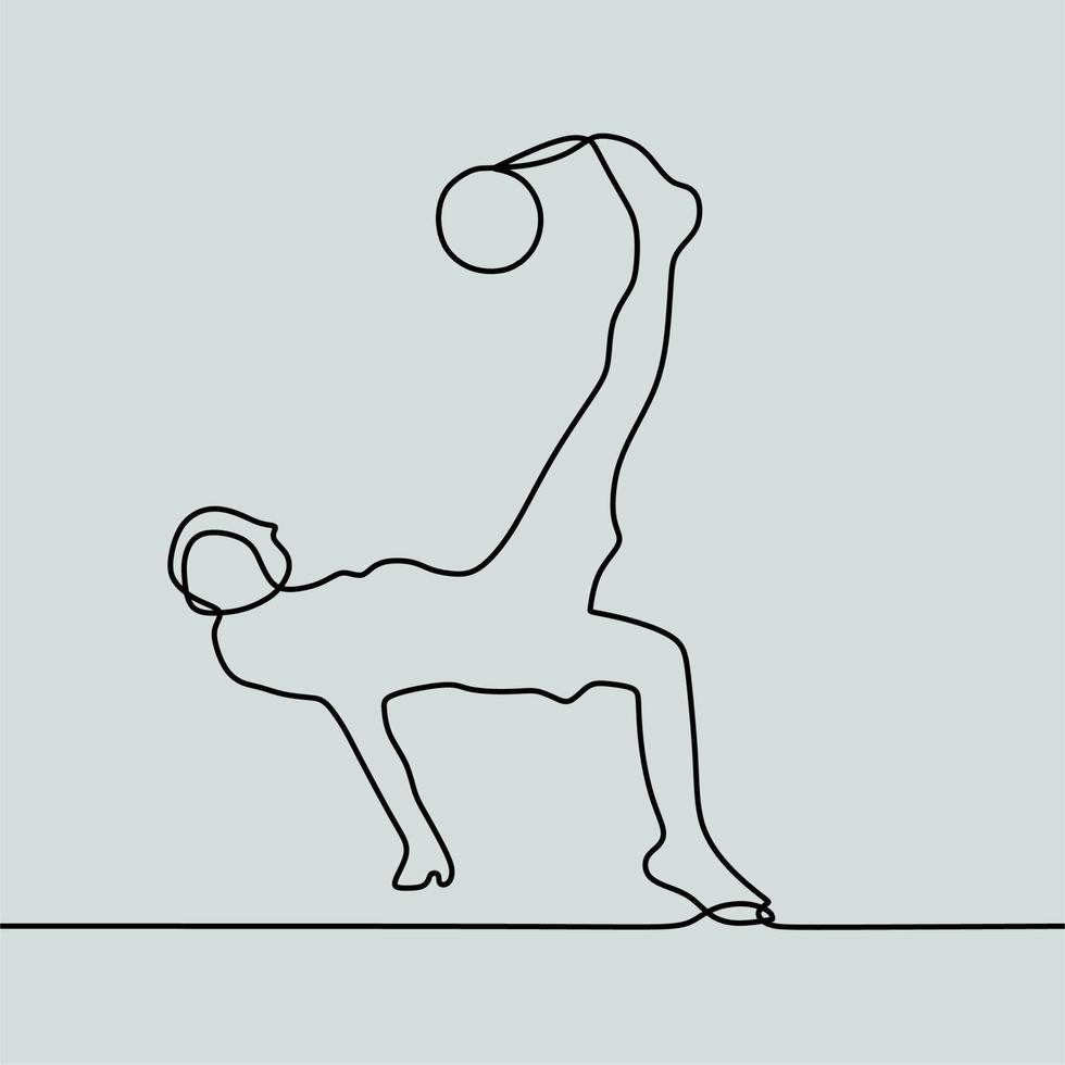 continuous line drawing on people play football vector