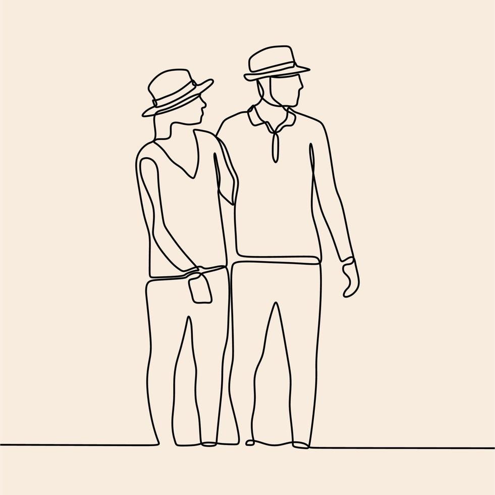 continuous line drawing on romance vector