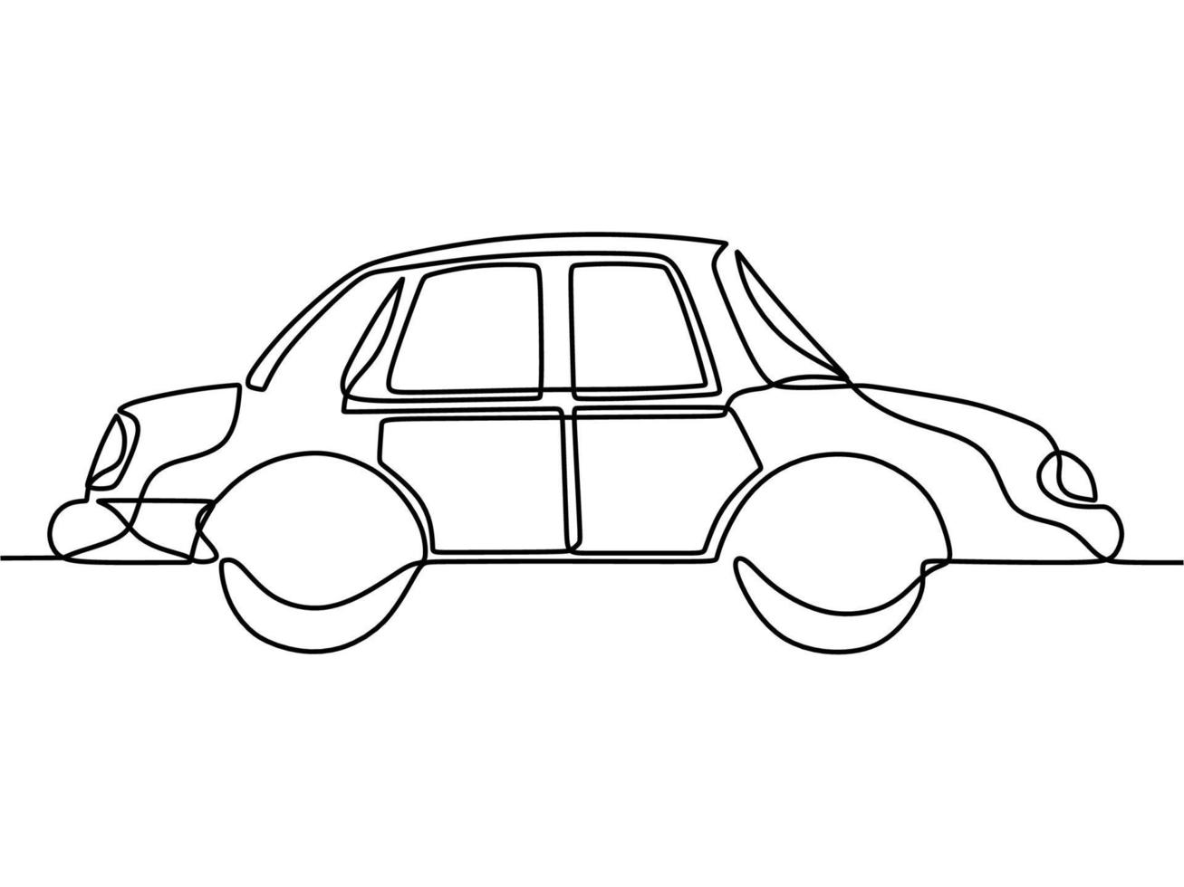 continuous line drawing on car vector