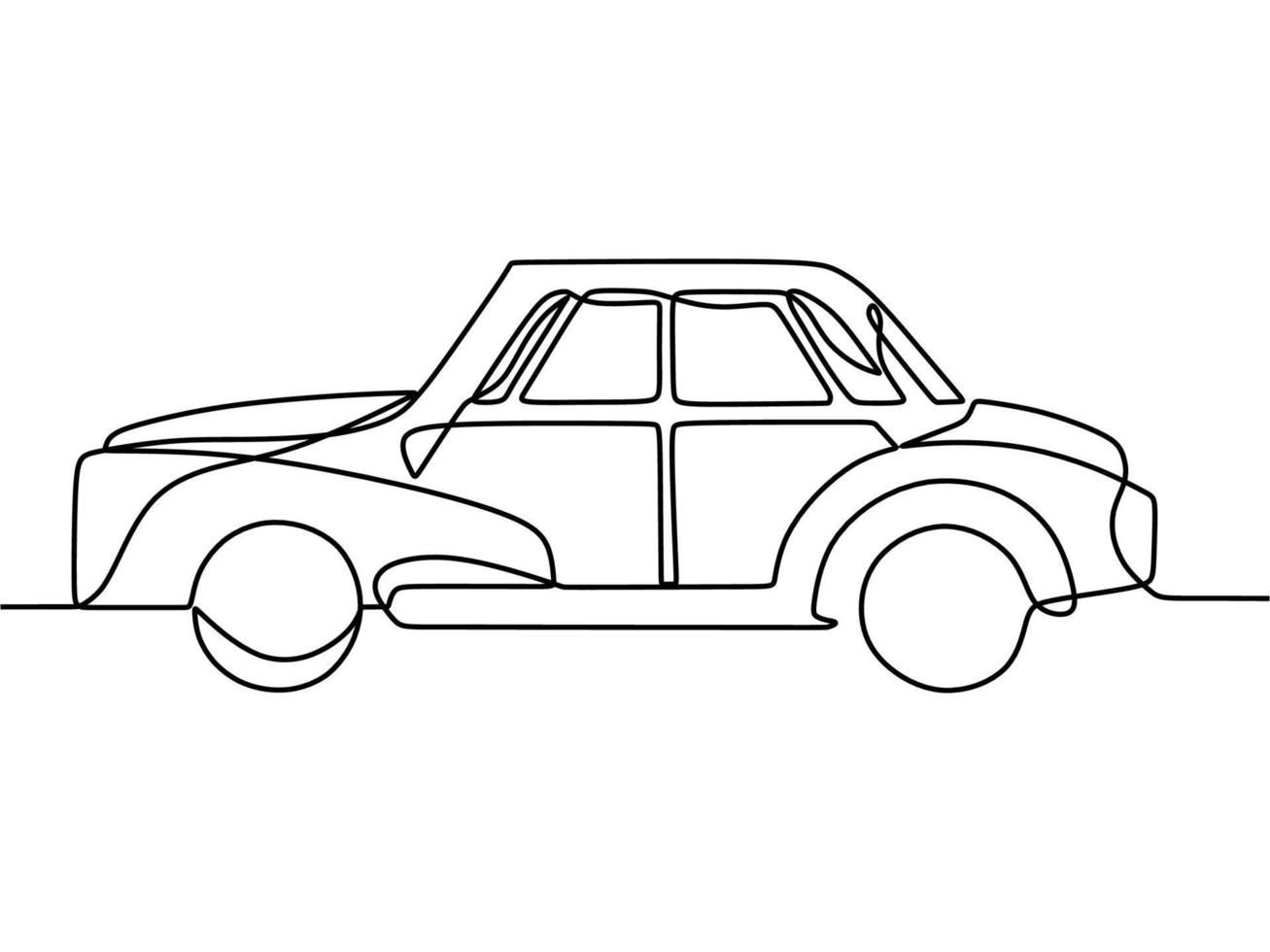 continuous line drawing on car vector